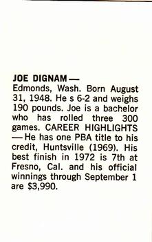 1973 PBA Bowling #NNO Joe Dignam Back